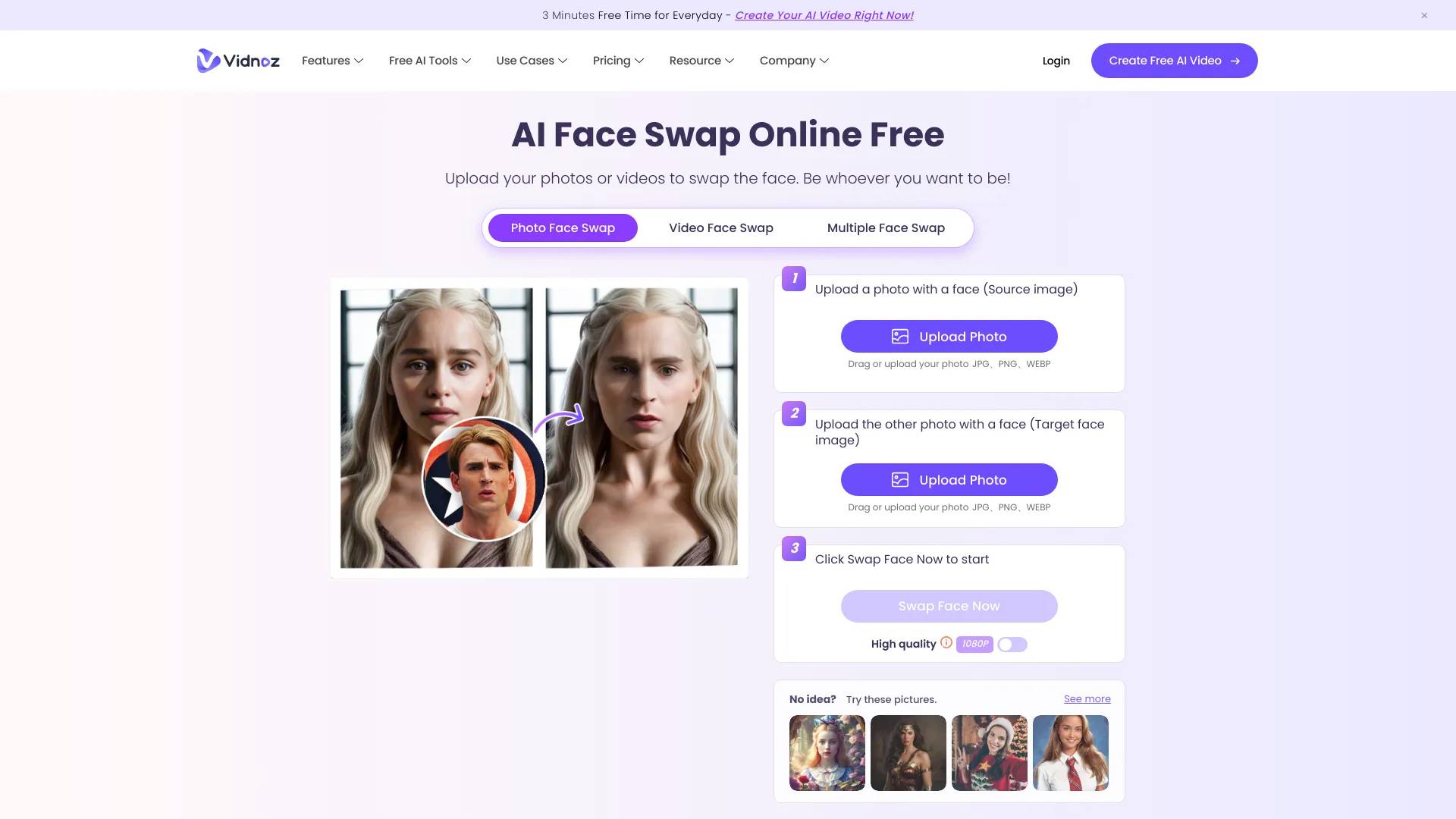 Vidnoz AI Face Swap