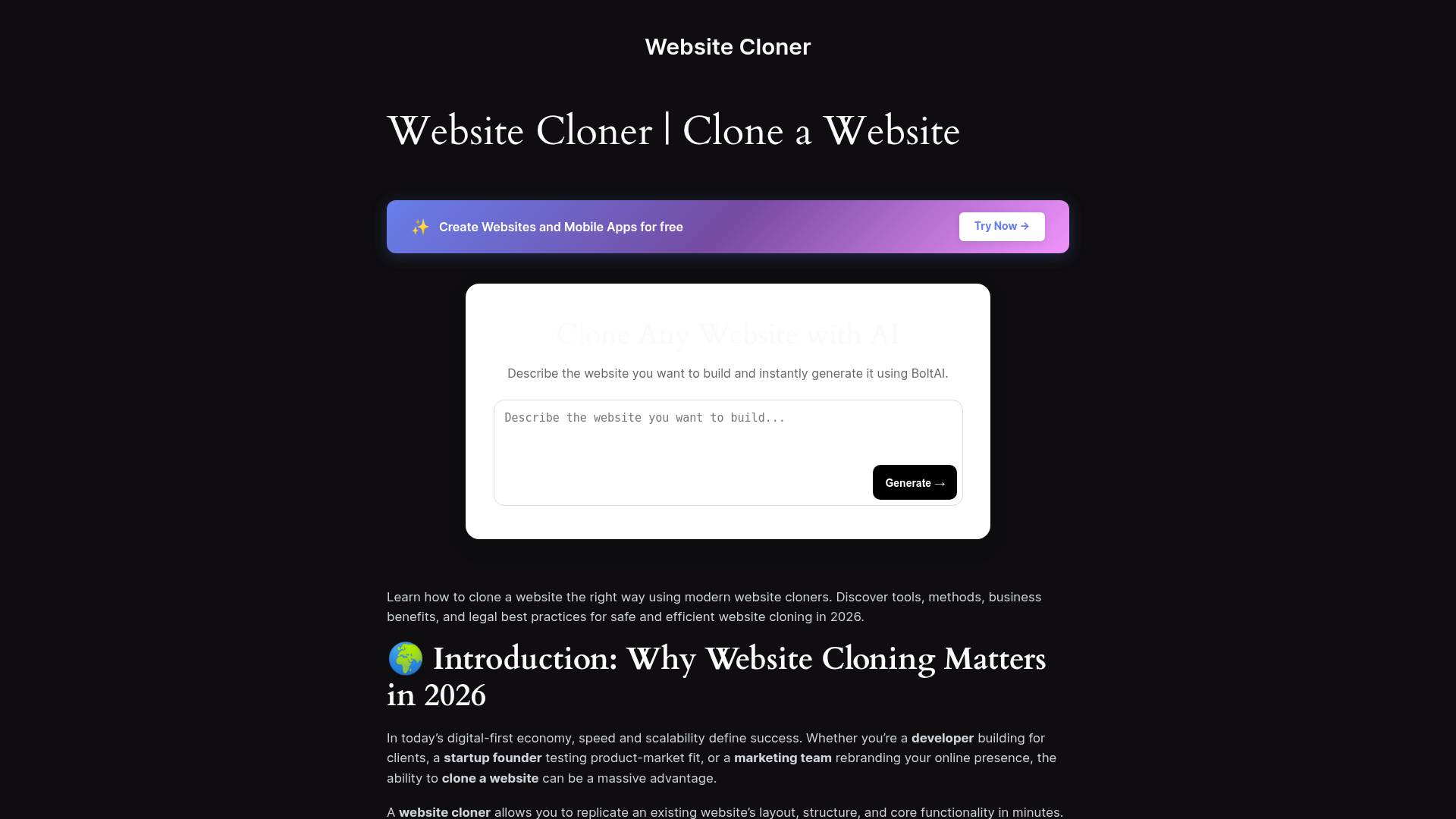 Website Cloner screenshot