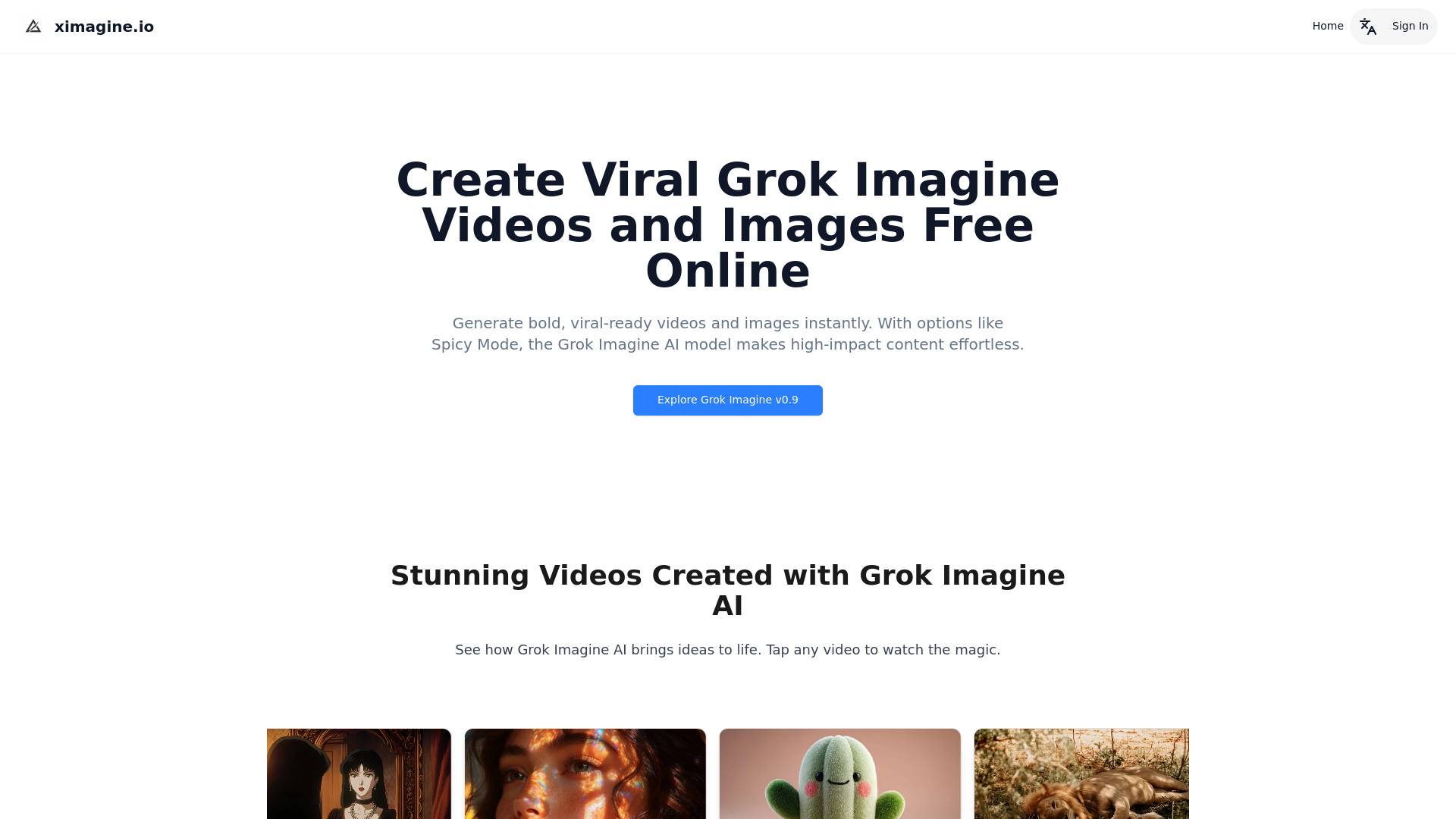 XImagine.io：Free Grok Imagine Video Generator screenshot