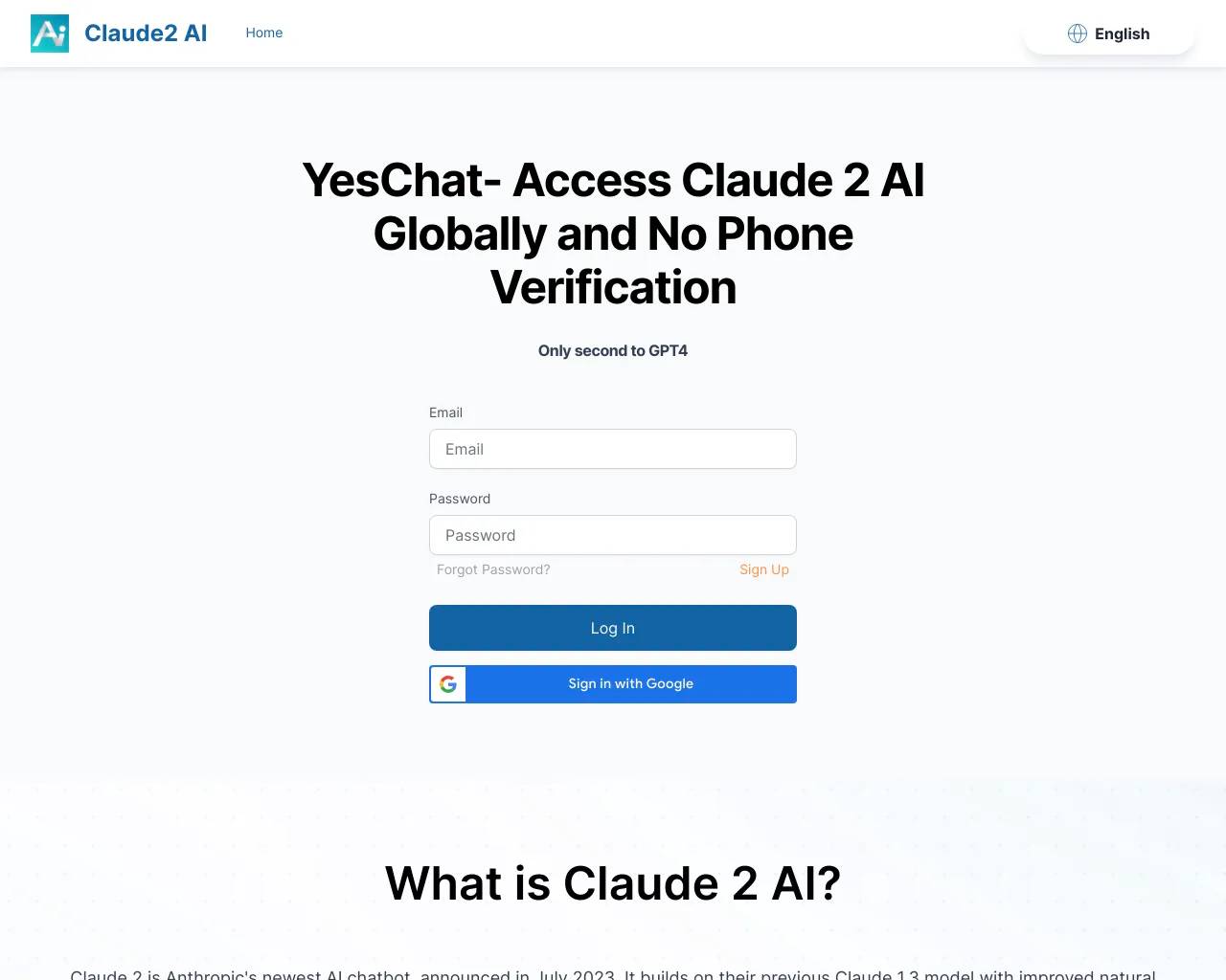 YesChat-Free Claude 2 Globally screenshot
