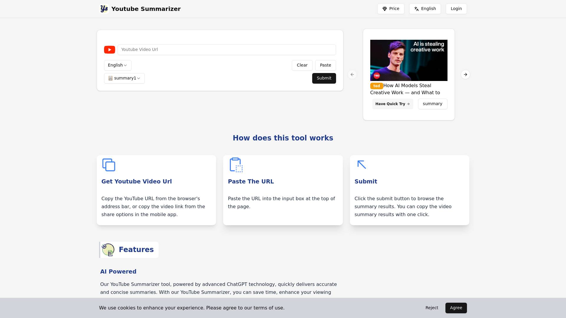 Youtube Summarizer screenshot